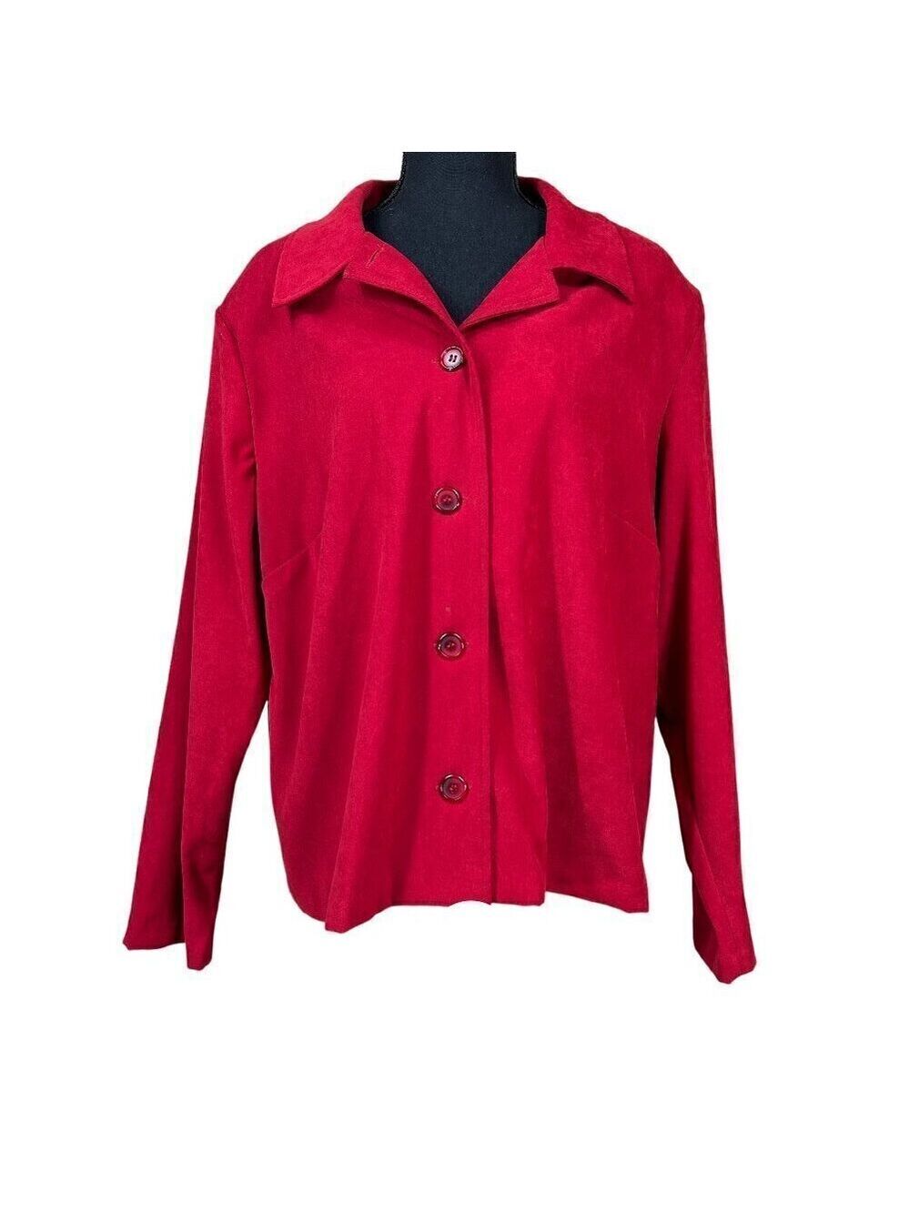 Briggs New York Red Faux Suede Button Front Blazer Jacket Size 1X